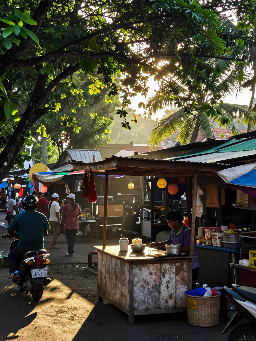 Denpasar Morning Light at As First Light Reaches The Scene in in Denpasar, Indonesia