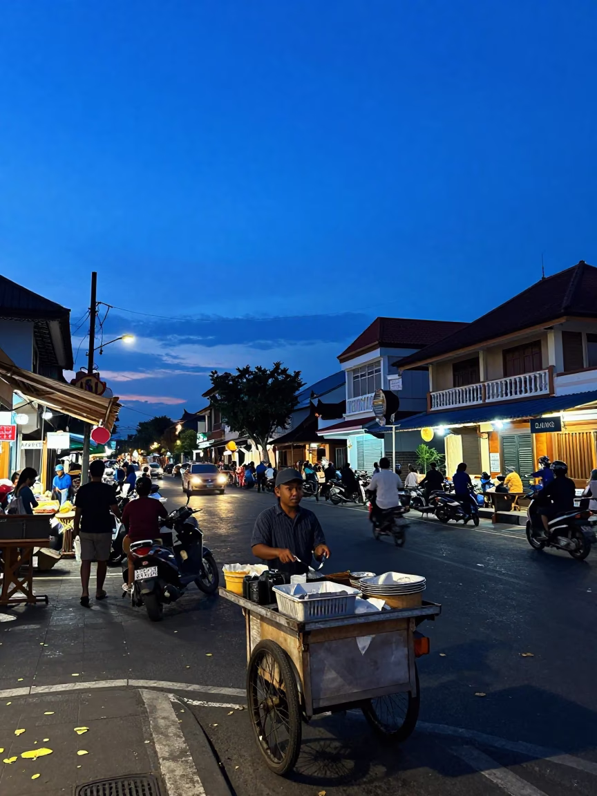 Denpasar Scene Bali at Indigo Twilight After Sunset in in Denpasar, Indonesia