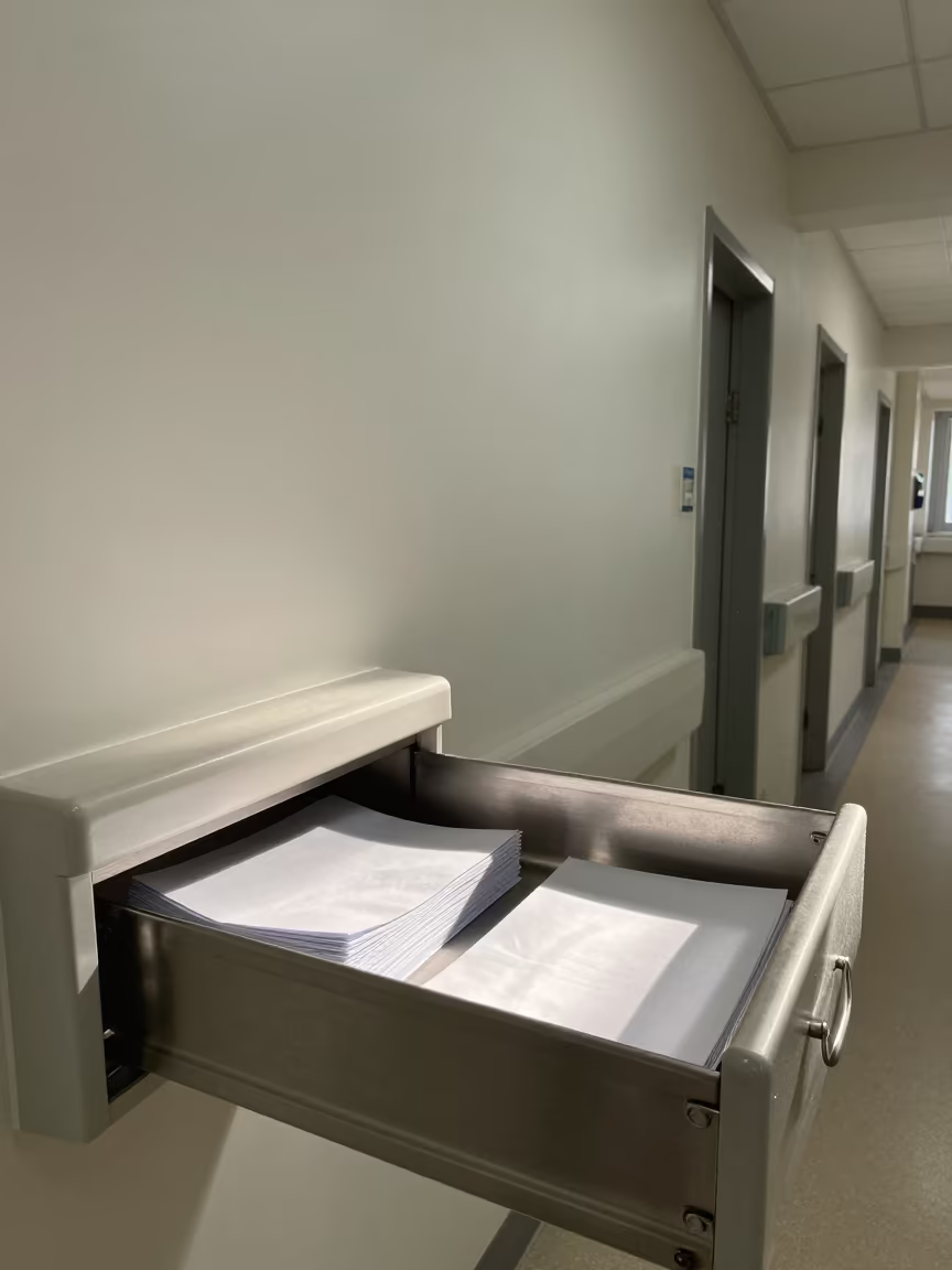 Dental Bib Drawer in Gütersloh Hospital Corridor in inside a hospital corridor in Gütersloh