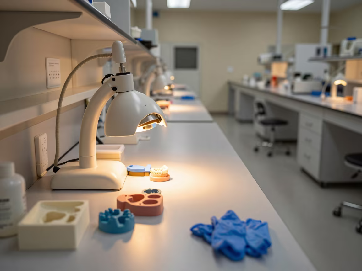 Dental Lab Bench in Omdurman Golden Hour Light in inside an imaging suite in Omdurman