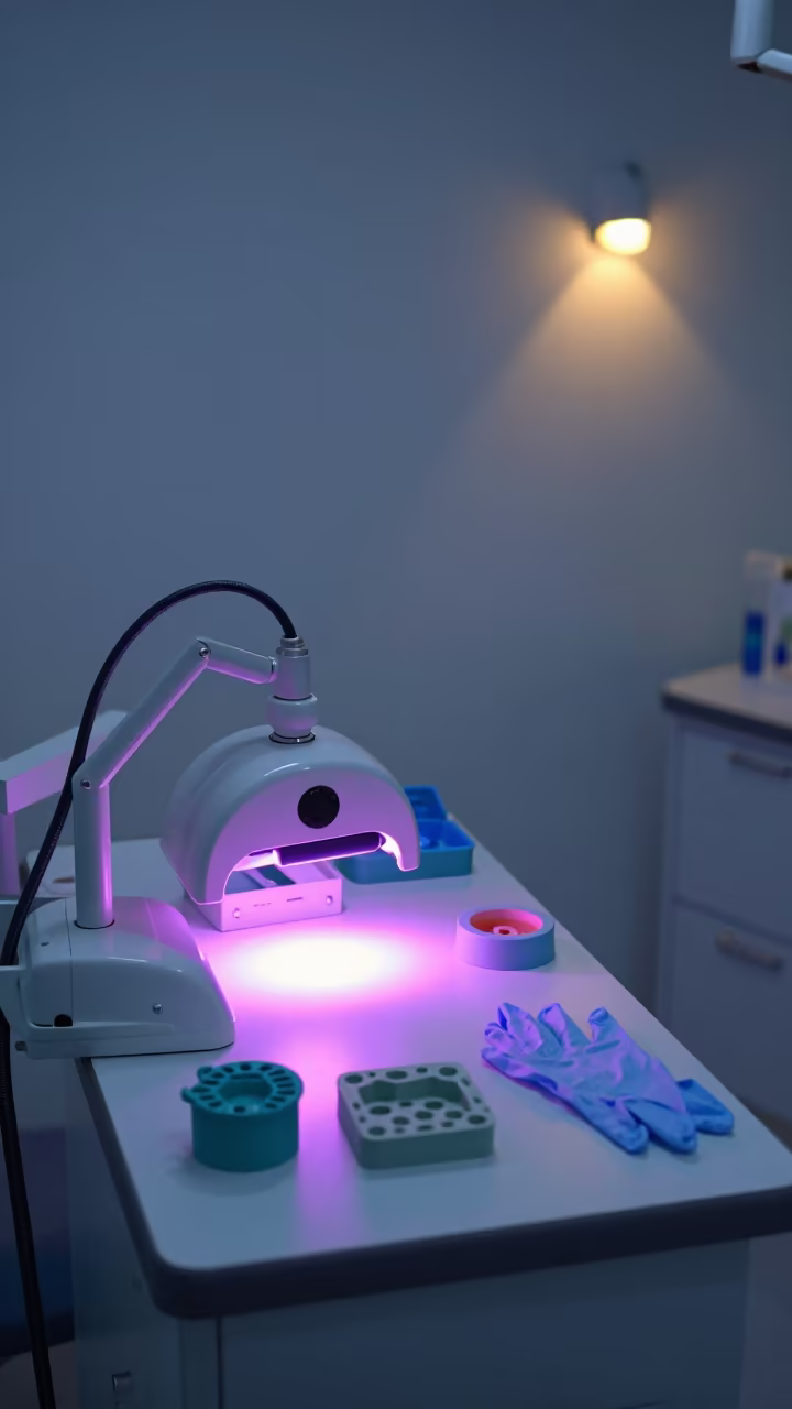 Dental Lab Bench Twilight Neon Light Ndjamena in inside a rehabilitation gym near Ndjamena