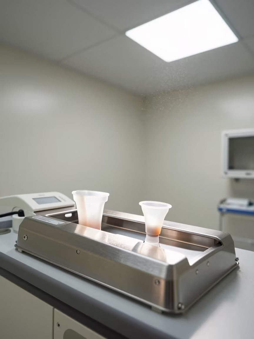 Dental Sensor Dock Near Ahvaz in Late Afternoon in inside an imaging suite near Ahvaz