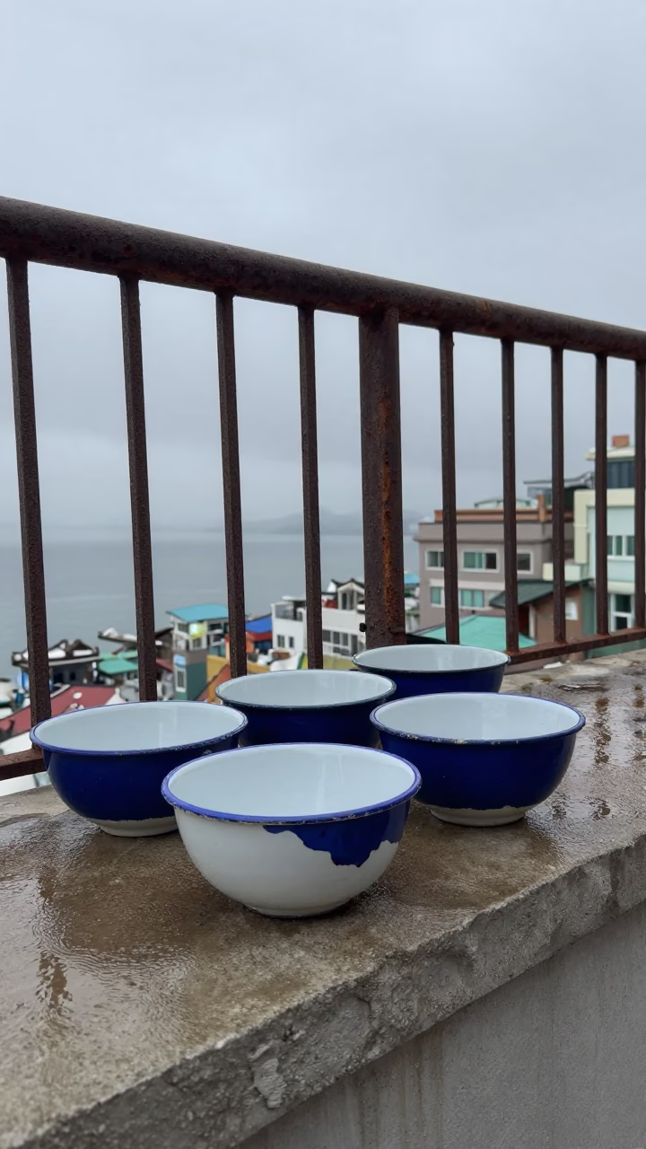 Dented Enamel Bowls in Busan in in Busan, South Korea