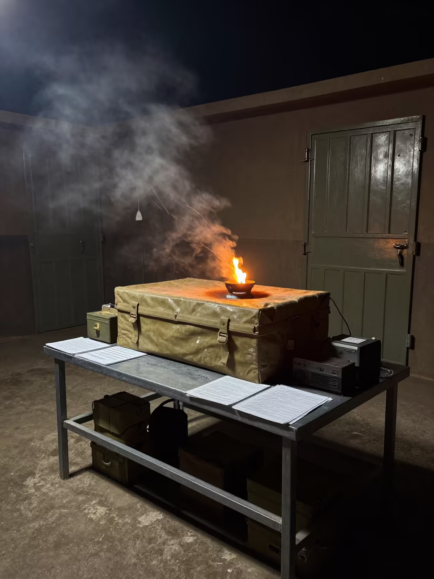 Deployment Packet Box in Command Post Night in inside a command post in Omdurman