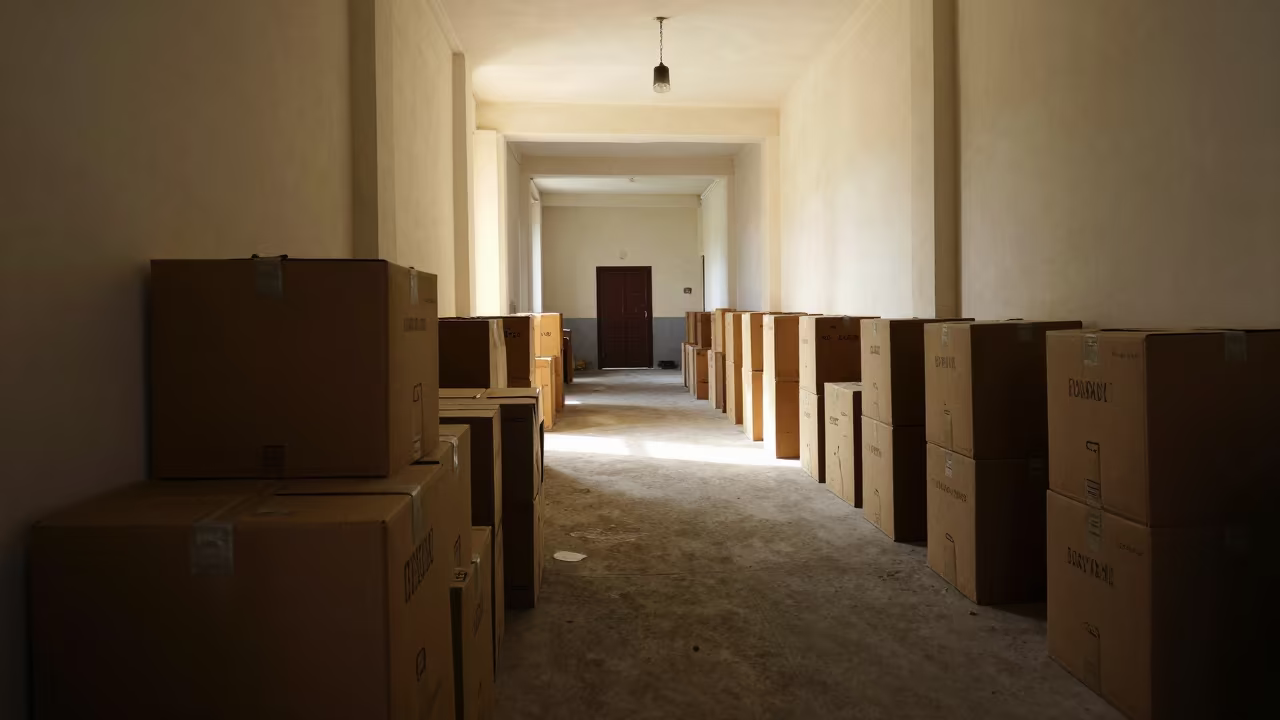 Deployment Packet Box Silhouette in Diyarbakir Barracks in inside a barracks corridor in Diyarbakır