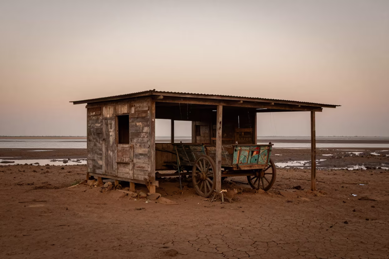 Derelict Cart in Tidal Inlet Carriage House in beside a tidal inlet near Bamako
