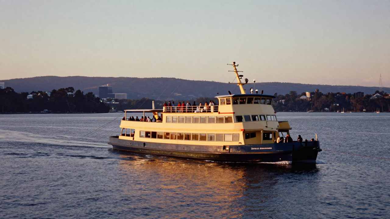 Derwent River at Nautical Dawn Light in Hobart in in Hobart, Tasmania, Australia