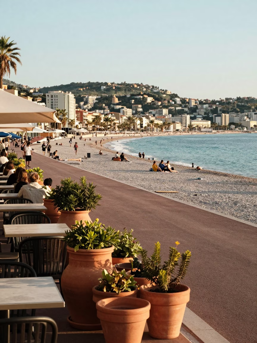 Des Anglais at The Early Afternoon Light in Nice in in Nice, France