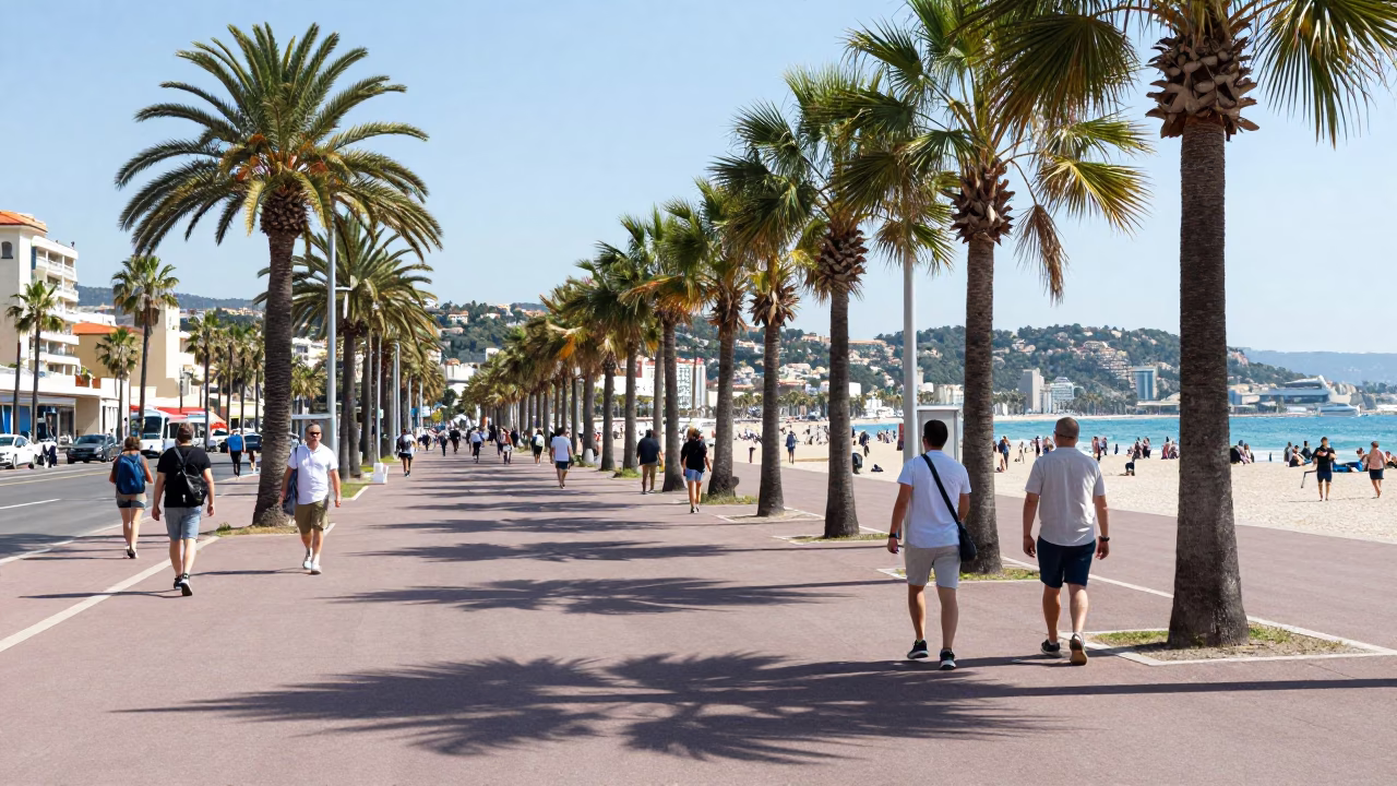 Des Anglais in Nice at Midday Light in in Nice, France