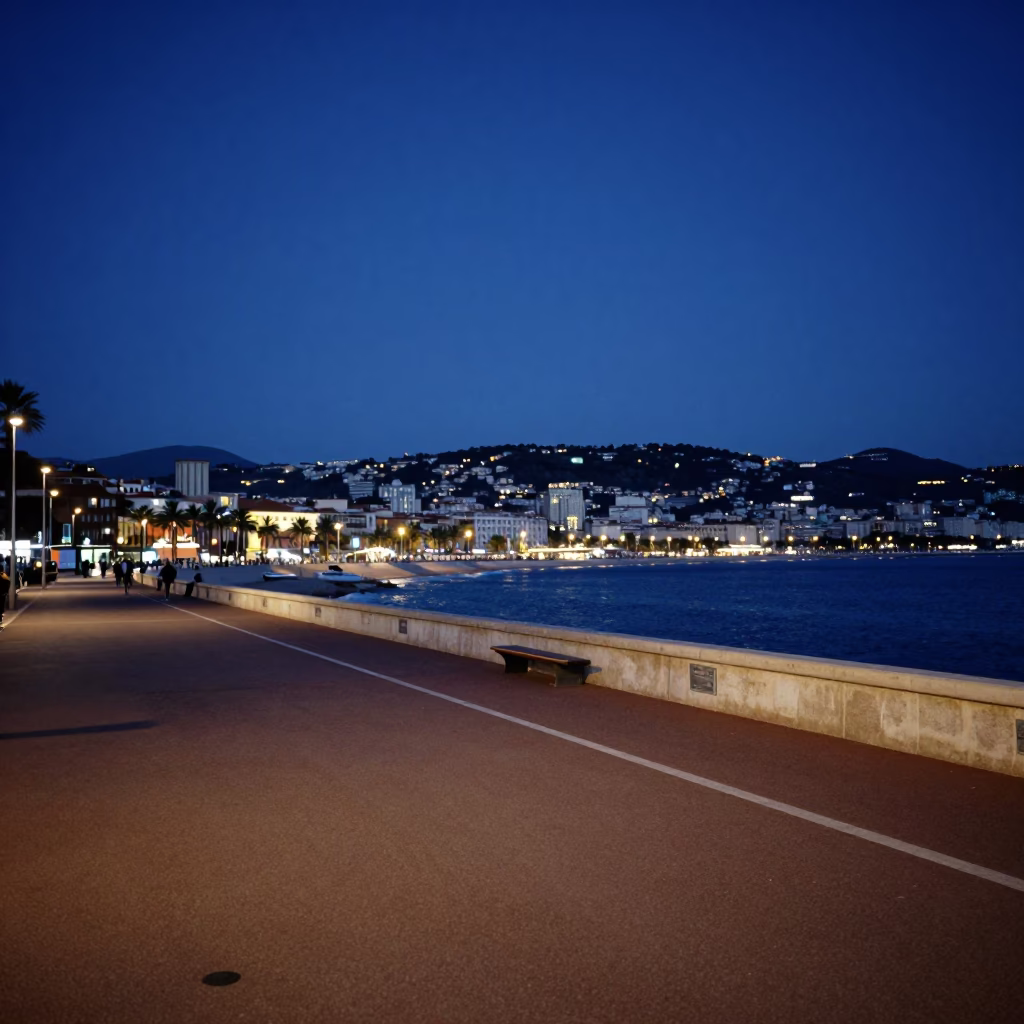 Des Anglais in Nice at The Still Hours Before Dawn Light in in Nice, France