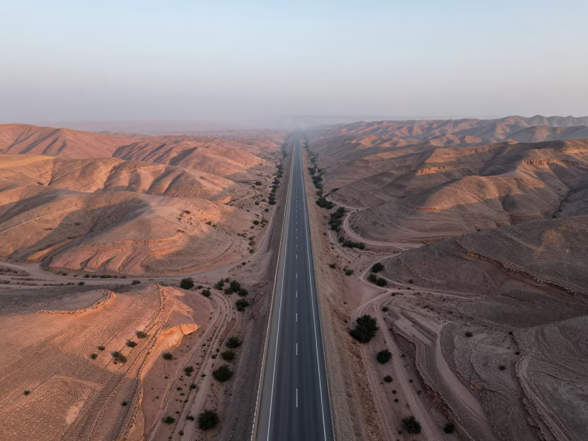 Desert Highway Straight as Ruler Near Isfahan in near Isfahan