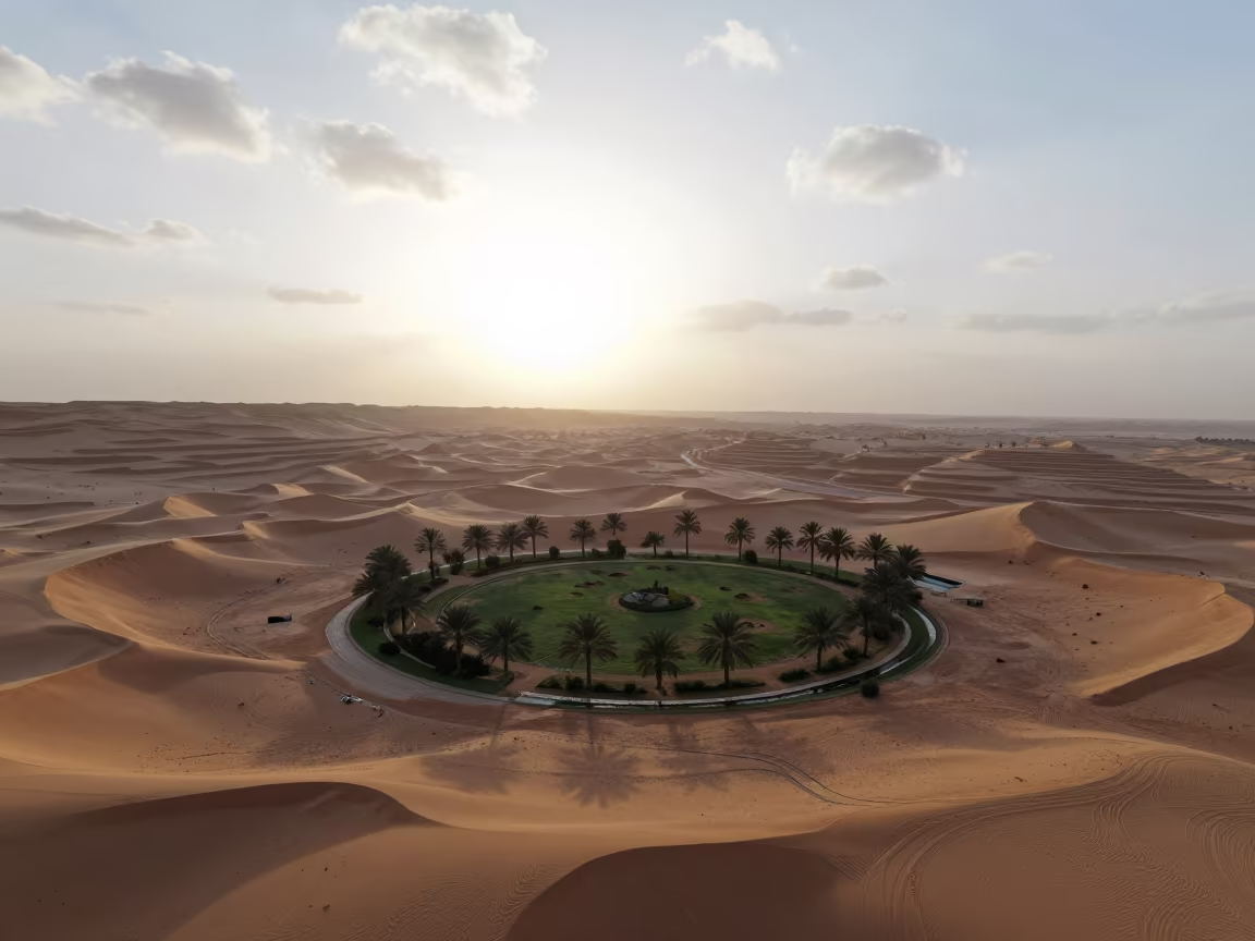 Desert Oasis Above Cairo Terraces Dawn in far above terraced hillsides near Cairo