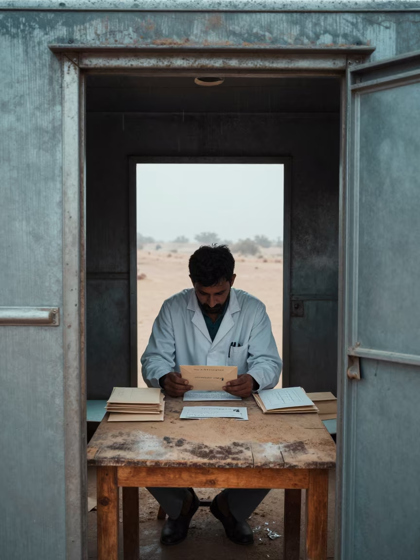 Desert Scientist Labeling Specimens After Rain in beside a tidal survey transect in Rajasthan