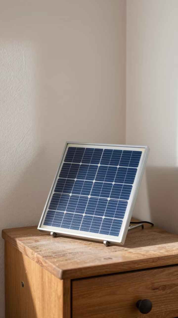 Desert Solar Array Model on Cairo Nightstand in on a bedside table near Cairo