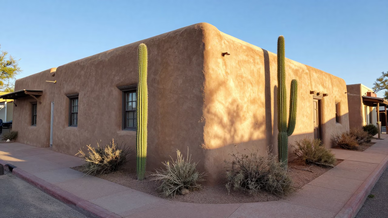 Desert Vegetation in Santa Fe at The Late Morning Light in in Santa Fe, New Mexico, United States