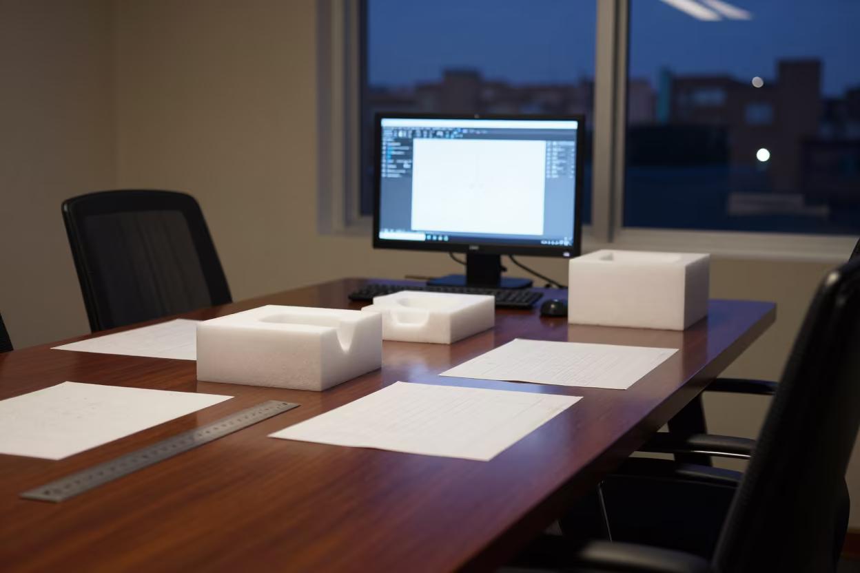 Design Table with Foam Models in Encarnacion Office in inside a conference room in Encarnacion