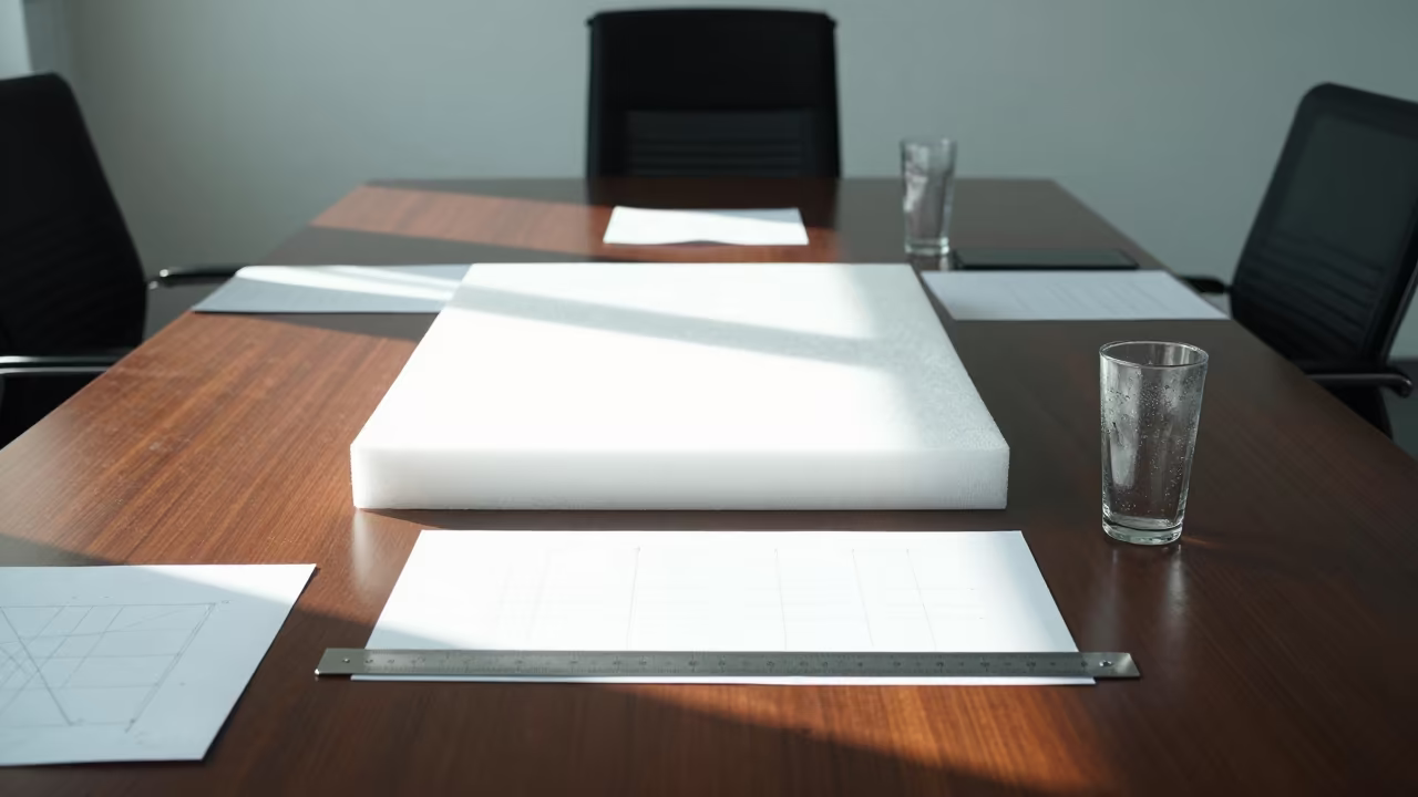 Design Table with Foam Models and Rulers in at a boardroom table before a meeting near Taiyuan