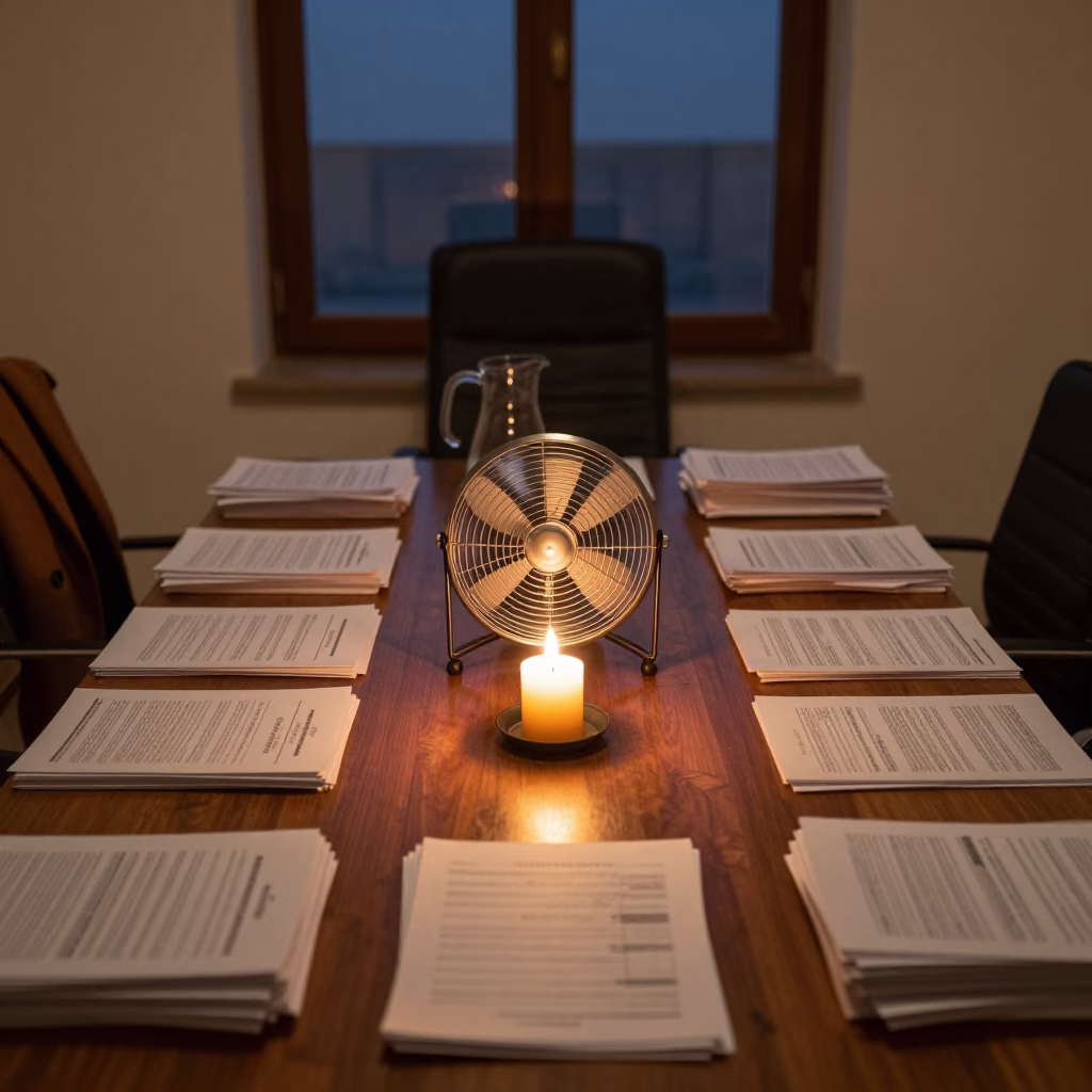 Desk Fan Filter Bin in Benghazi Hiring Meeting in inside a meeting room set for a hiring round in Benghazi