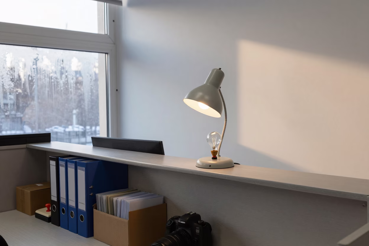 Desk Lamp Kit on Lanzhou Reception Desk in at an office reception desk near Lanzhou