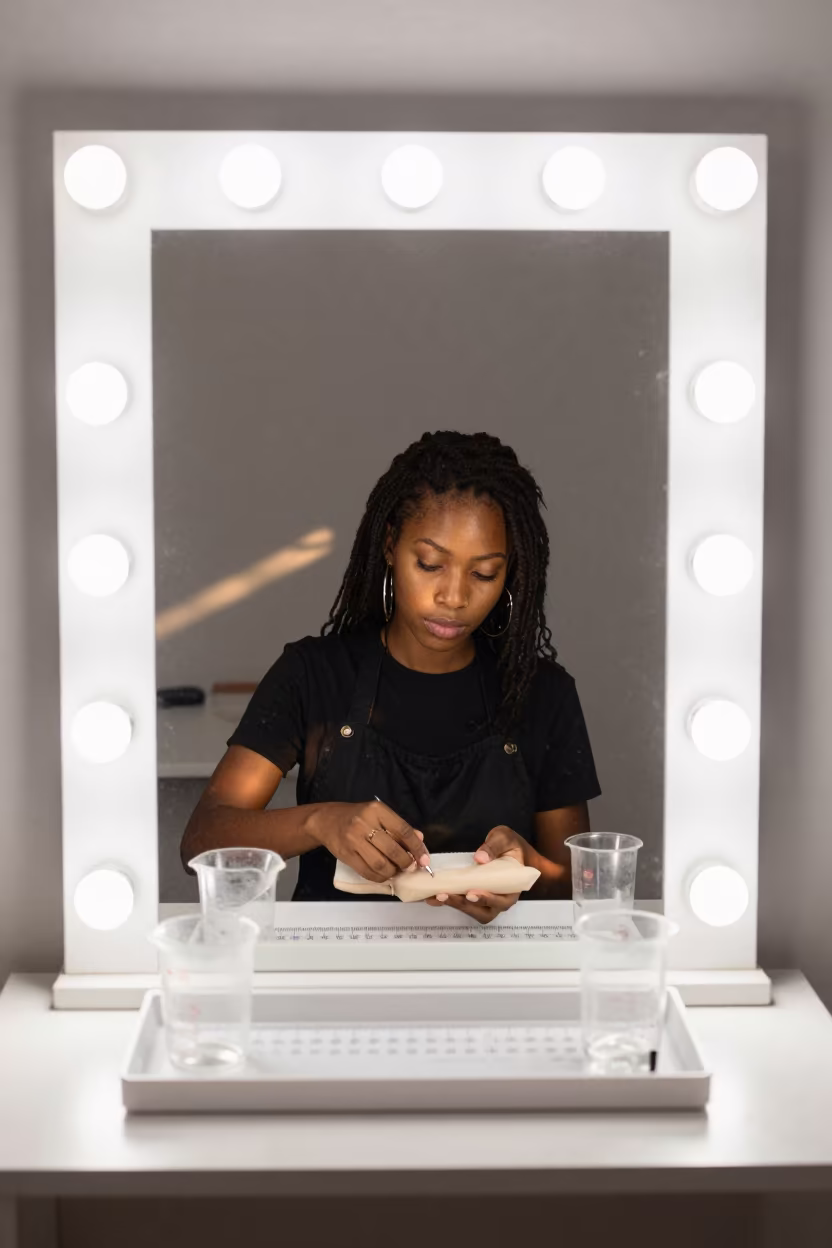 Developer Measuring Beakers in Abidjan Nail Studio in inside a nail studio near Abidjan