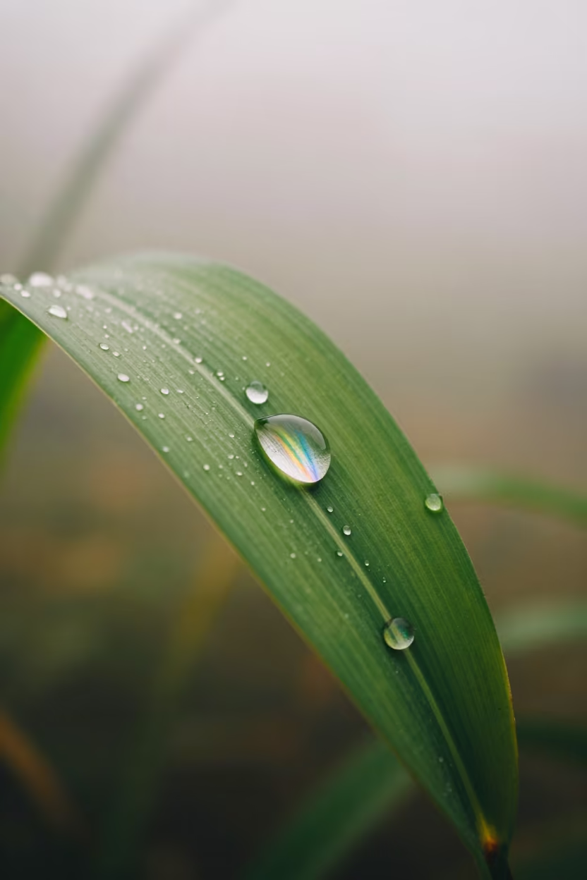 Dewdrop Prism Rainbow on Tropical Petal in in Vietnam