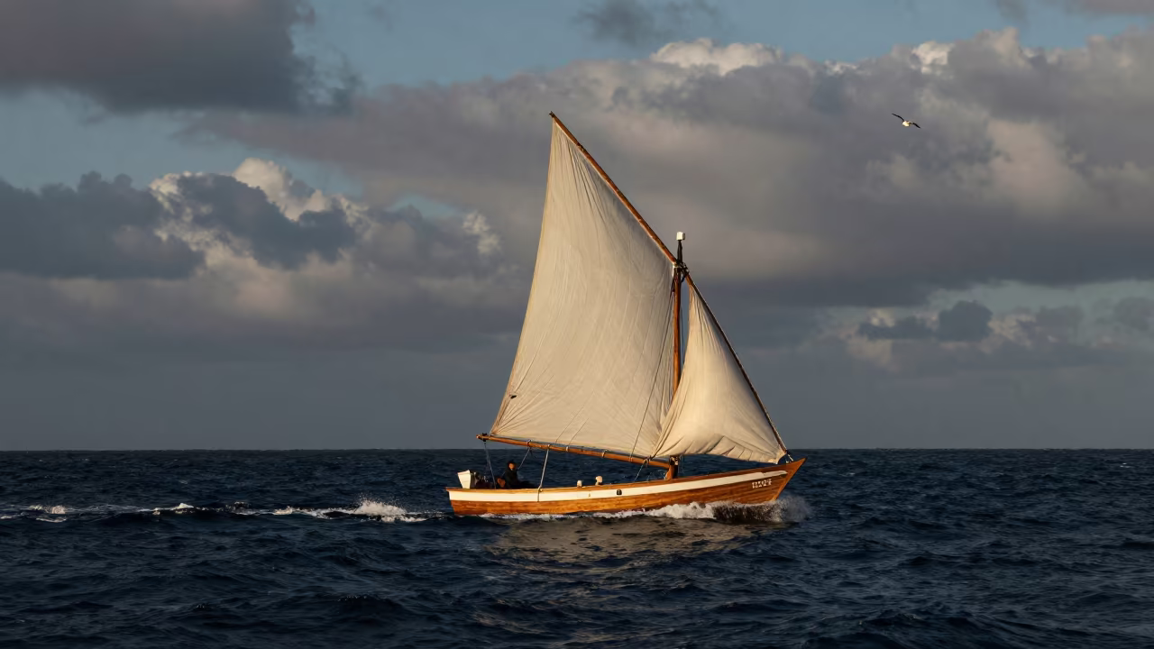 Dhow Racing in Chilean Dawn Shadows in in Chile