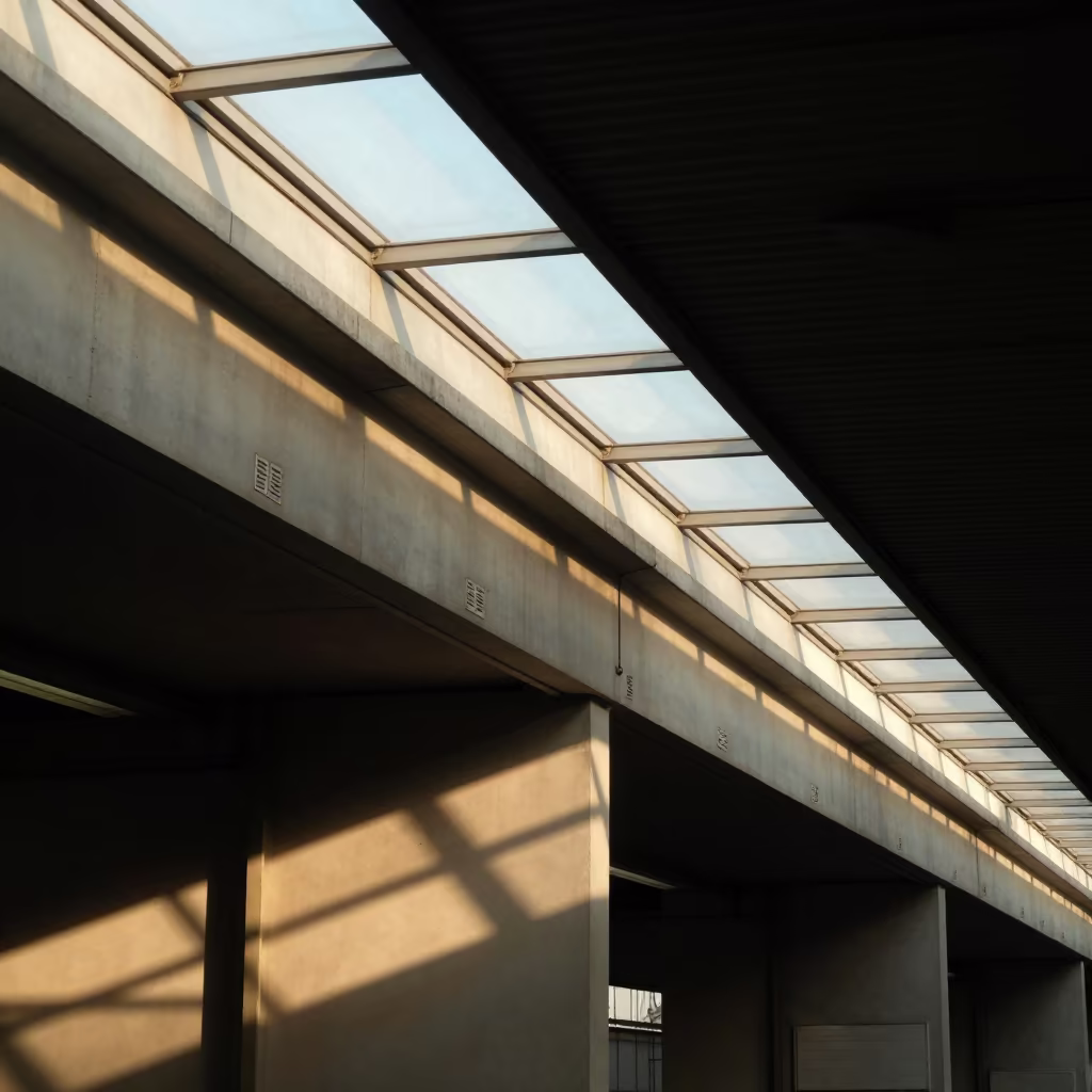 Diagonal Railway Roof Lines Skylit Piacenza in inside a skylit passageway near Piacenza