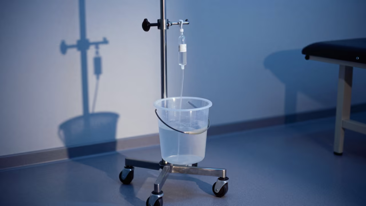 Dialysis Prime Stand in Stockholm Rehab Twilight in inside a rehabilitation gym in Stockholm