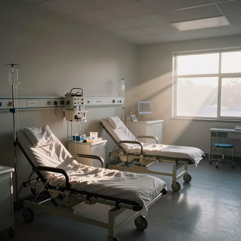 Dialysis Ward Turnover Morning Napa in at a nurse station under monitor glow in Napa