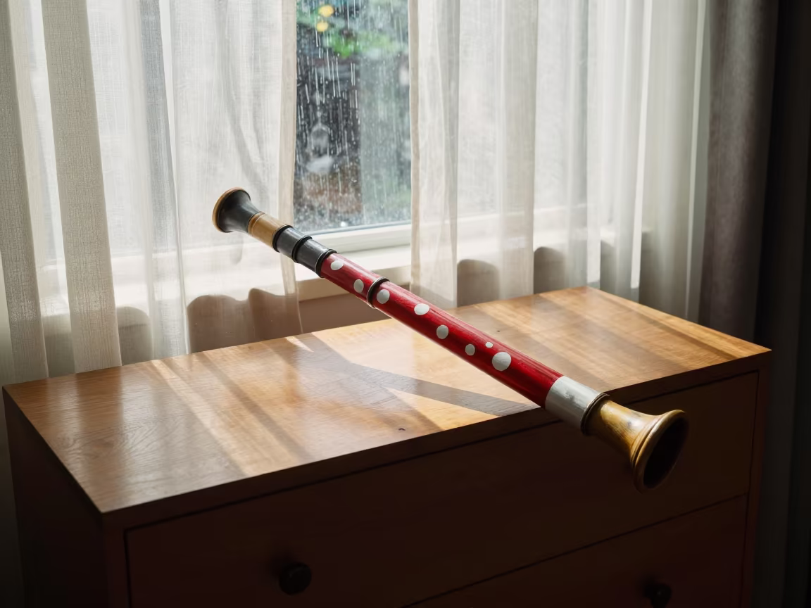 Didgeridoo on Sydney Hotel Dresser in on a hotel dresser in Surry Hills, Sydney
