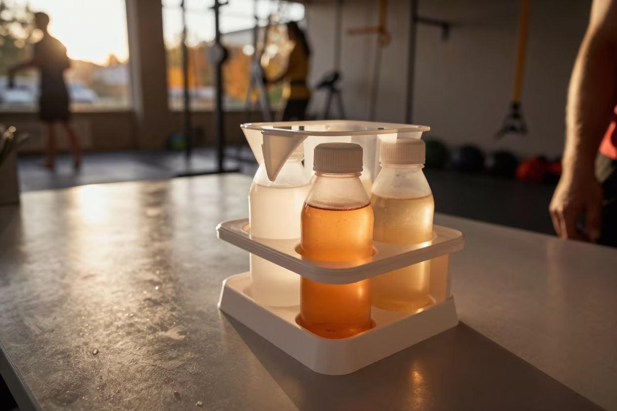 Dilution Jug Stand in Gym Check-in Area in at a gym check-in desk near Sharm el-Sheikh