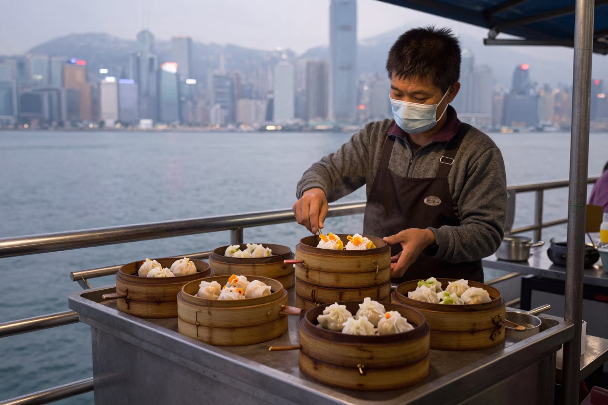 Dim Sum at The Early Morning Light in Hong Kong in in Hong Kong, Hong Kong