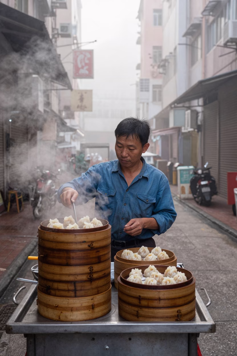 Dim Sum in Hong Kong at Dawn Light in in Hong Kong, Hong Kong