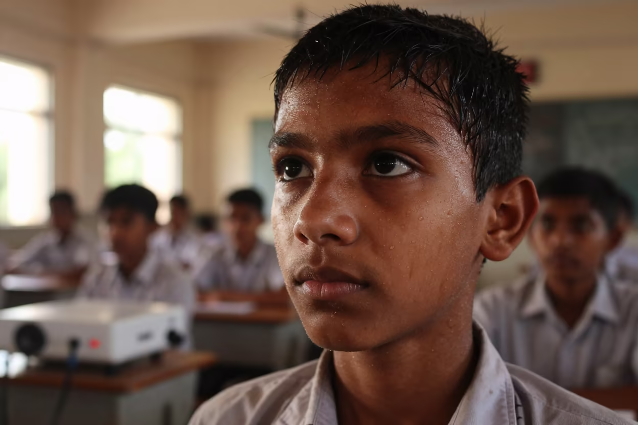 Dinajpur Student Face in Copper Dusk Light in in Dinajpur