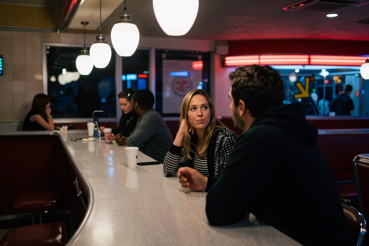 Diner Counter at Late At Night Light in Philadelphia in in Philadelphia, Pennsylvania, United States