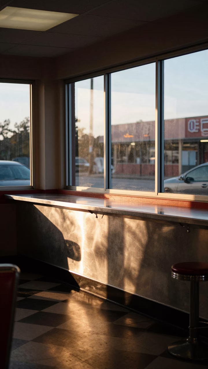 Diner Counter in Austin at First Light Of Dawn in in Austin, Texas, United States