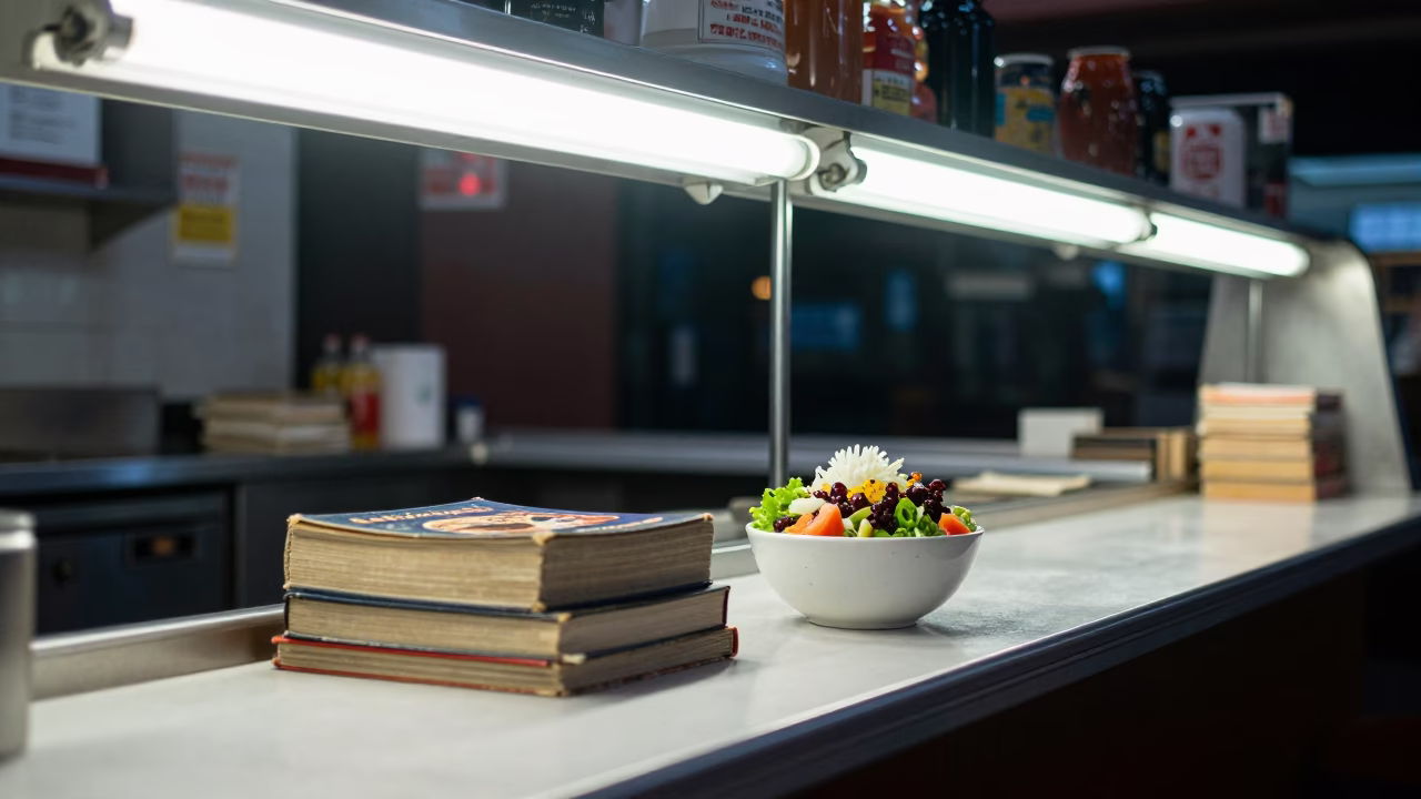 Diner Counter in Los Angeles at Late At Night Light in in Los Angeles, California, United States