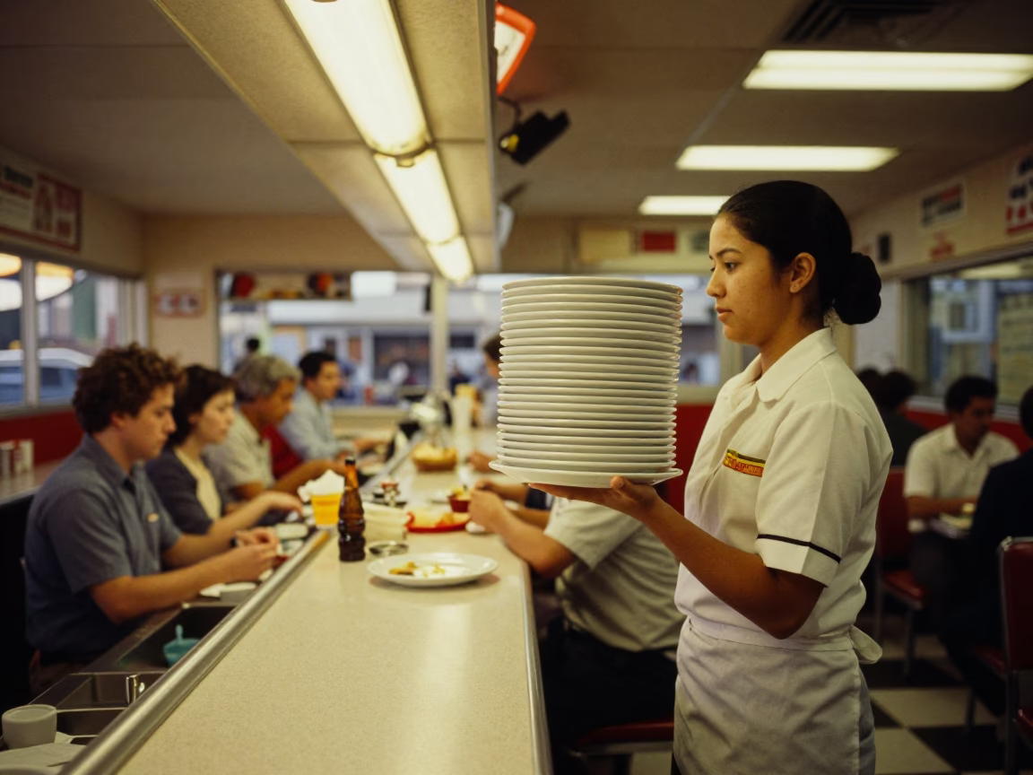 Diner Counter in Los Angeles at The Early Evening Light in in Los Angeles, California, United States