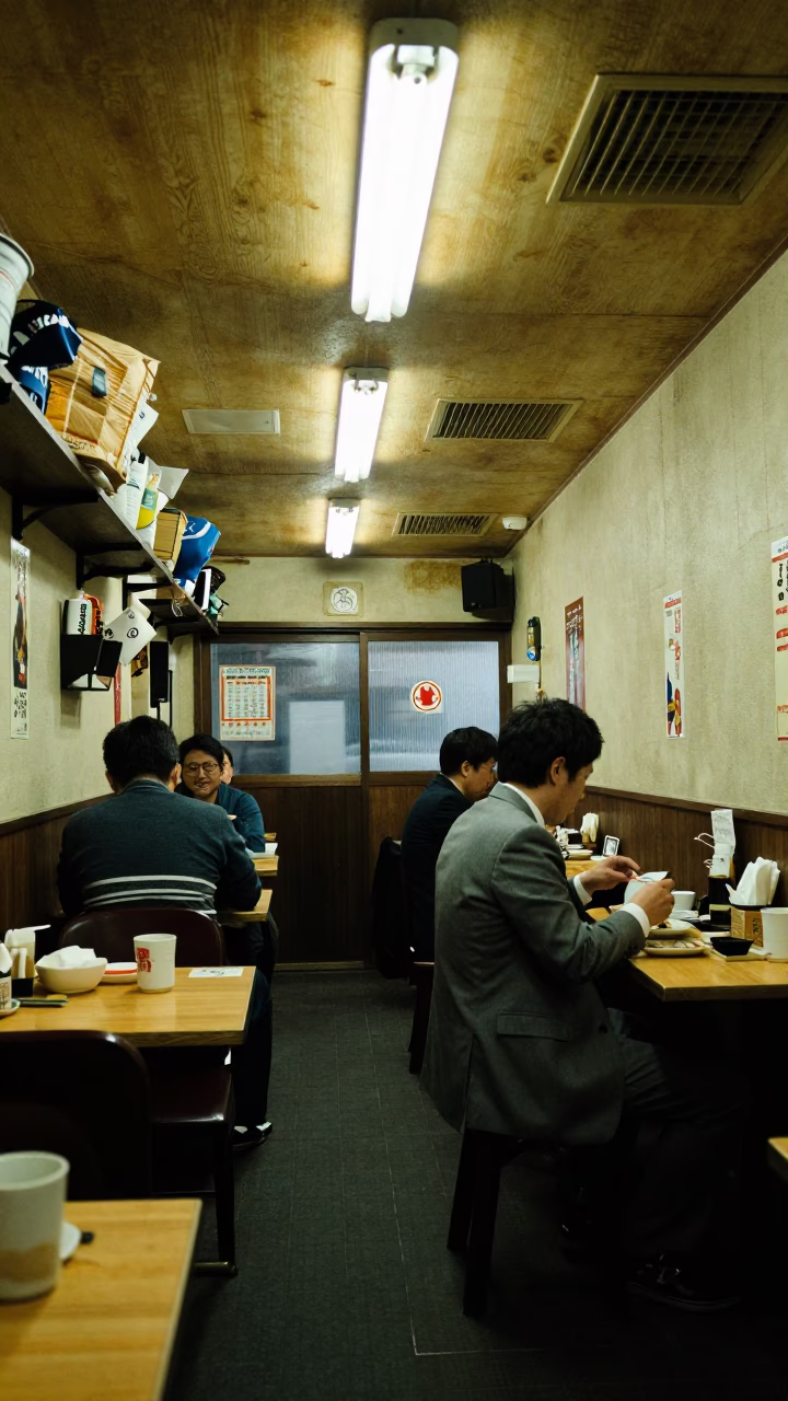 Diner Interior at Deep In The Night Light in Fukuoka in in Fukuoka, Japan