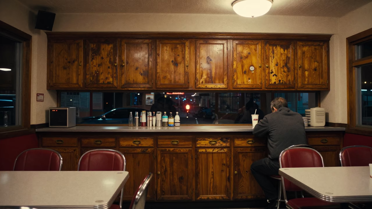 Diner Interior at Late At Night Light in Nashville in in Nashville, Tennessee, United States