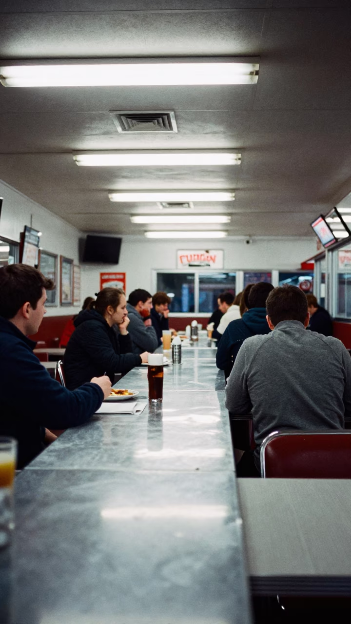 Diner Interior in Halifax at Late At Night Light in in Halifax, Nova Scotia, Canada