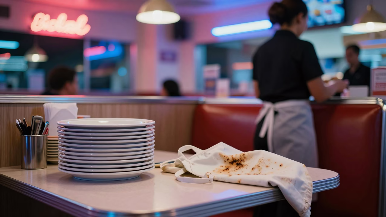 Diner Interior in Miami at Late At Night Light in in Miami, Florida, United States