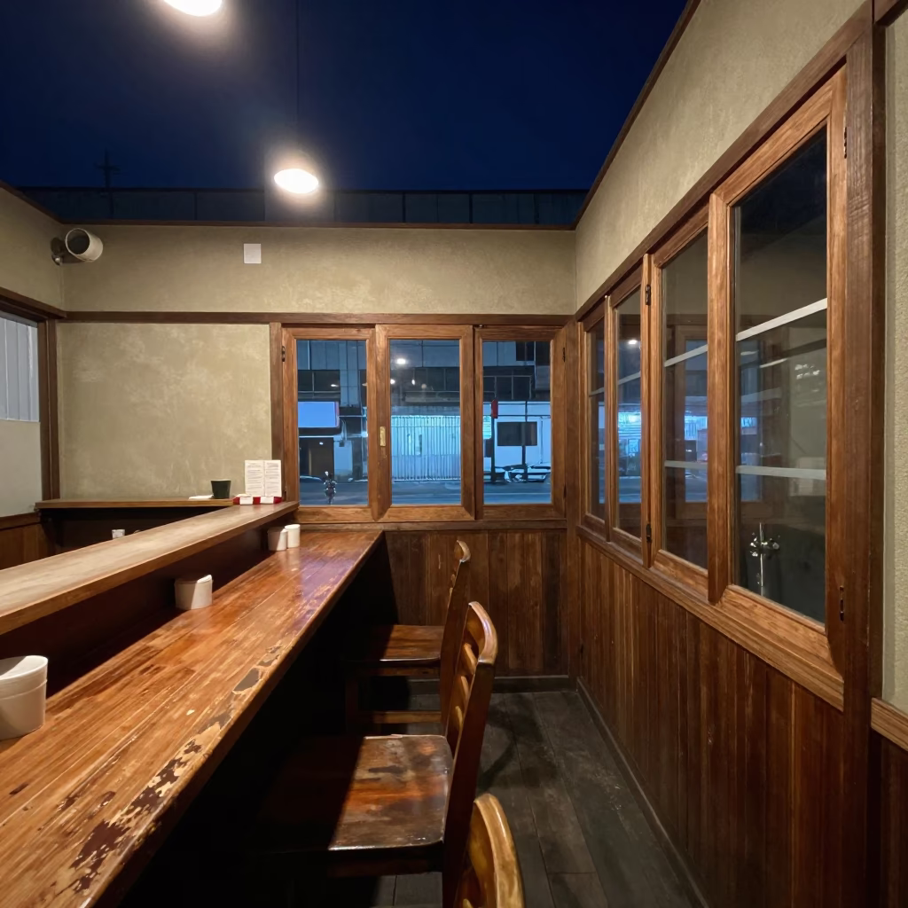 Diner Interior in Osaka at The Deepest Night Sky Light in in Osaka, Japan