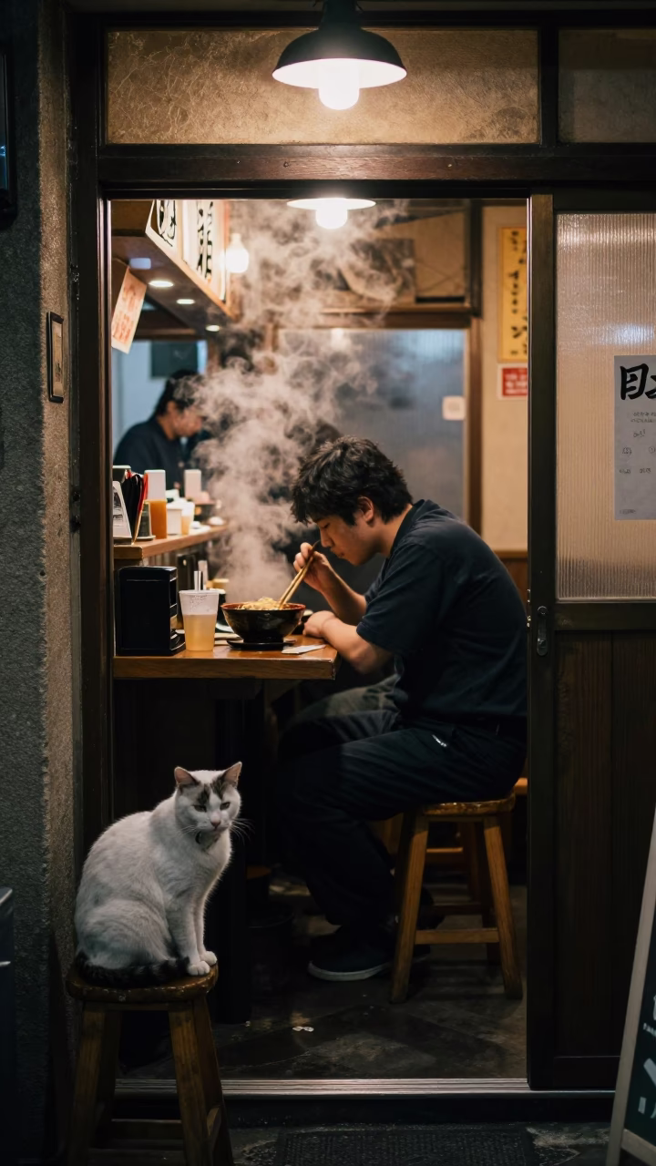 Diner Interior in Tokyo at Deep In The Night Light in in Tokyo, Japan