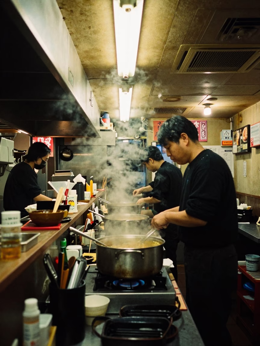 Diner Interior in Tokyo at Midnight Light in in Tokyo, Japan