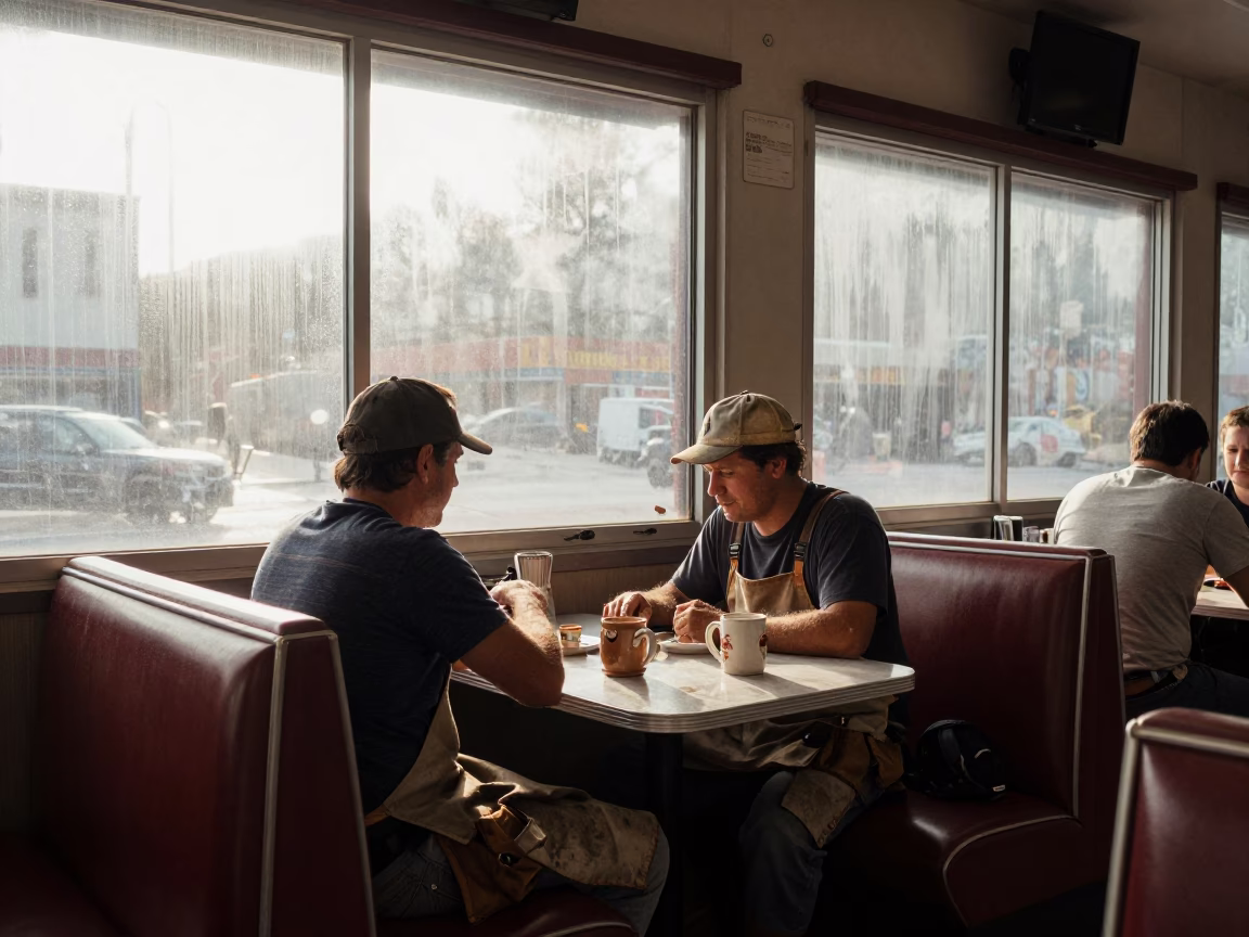 Diner Interior just after sunrise in Chicago in in Chicago, Illinois, United States