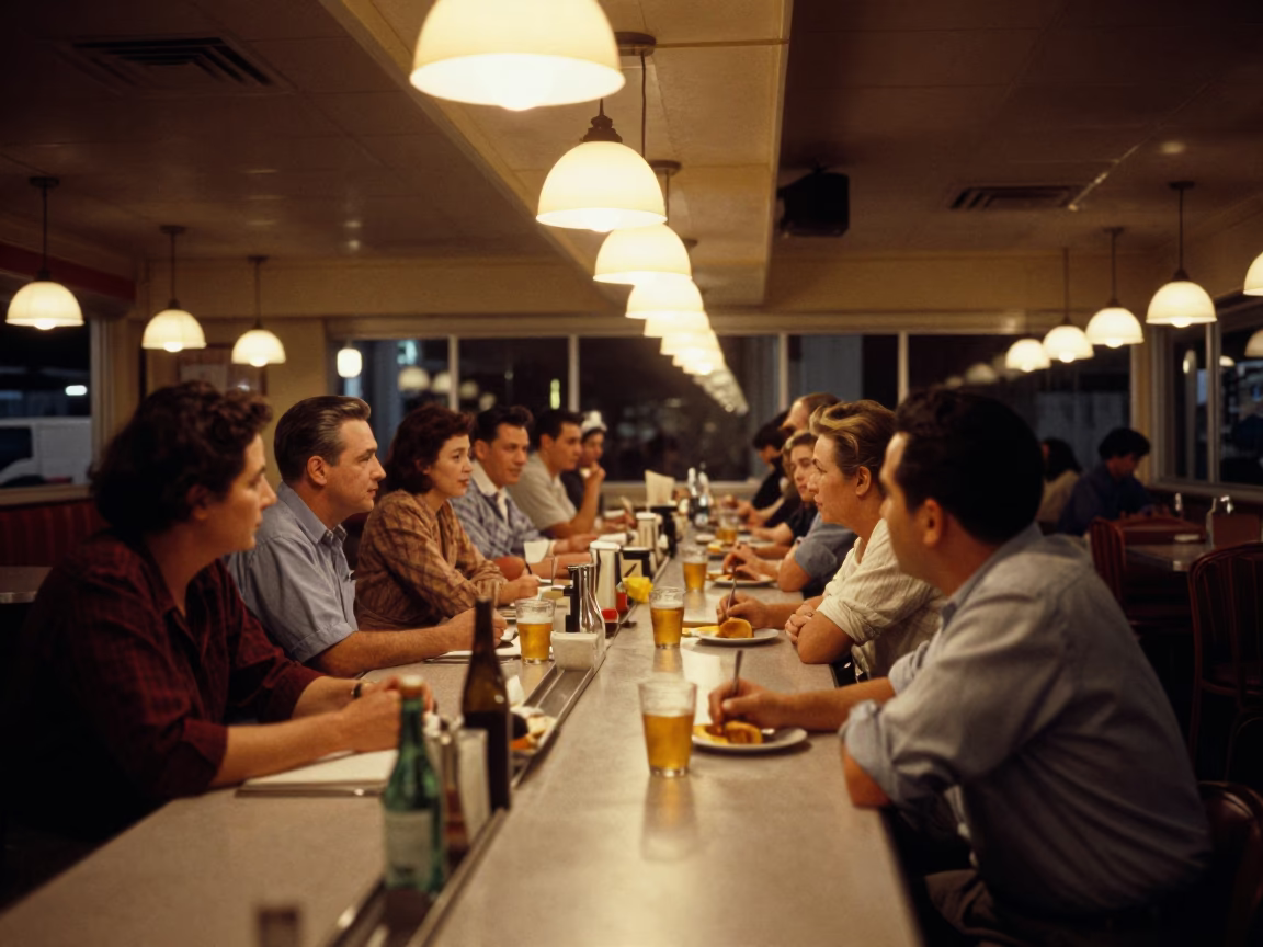 Diner Scene at Late At Night Light in Wellington in in Wellington, New Zealand