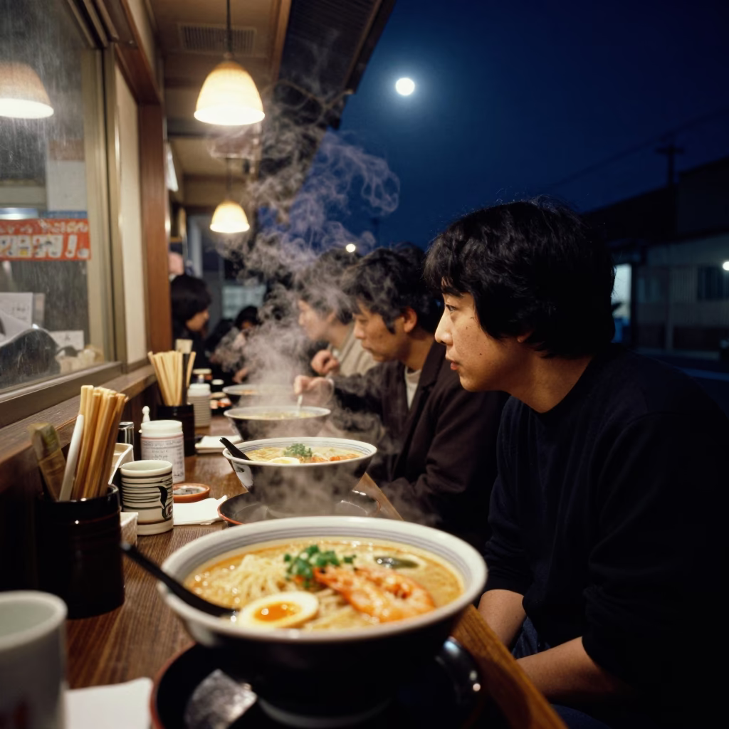 Diner Scene at The Deepest Night Sky Light in Fukuoka in in Fukuoka, Japan