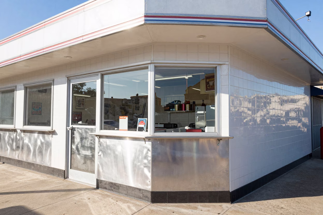 Diner Scene in Austin at Bright Midmorning Light in in Austin, Texas, United States