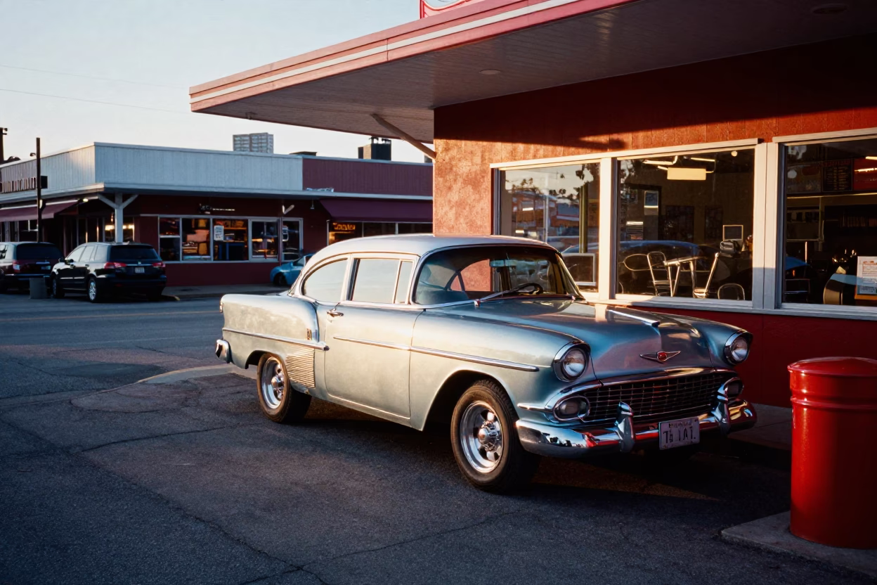 Diner Scene in Nashville at As First Light Reaches The Scene in in Nashville, Tennessee, United States